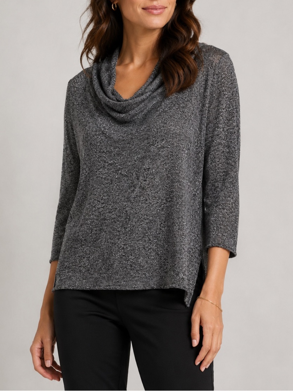 Joie Thin Knit Sweater Cowl Neck Black White Mixed Loose Fit Small $198